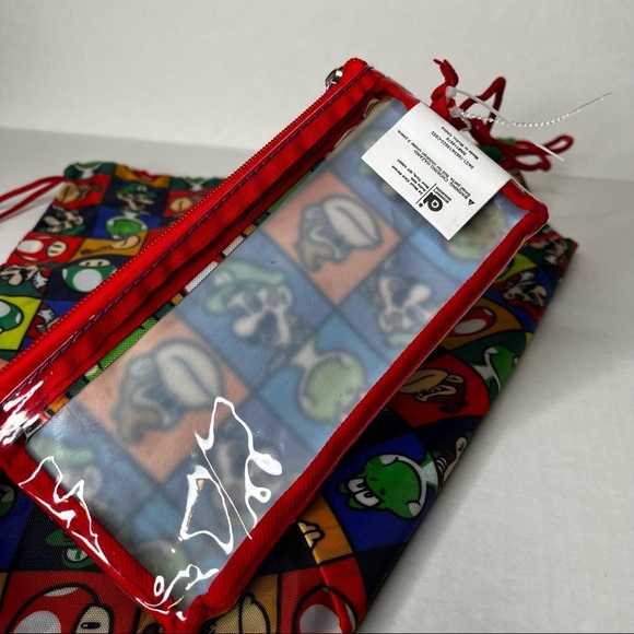 Super Mario‎ Drawstring Cinch Backpack Pencil Zip Pouch Gym Book Bag Nintendo - Picture 6 of 9